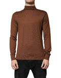 Brown Cashmere Turtleneck Pullover Sweater