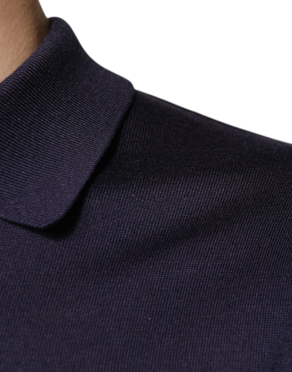 Blue Silk Collared Short Sleeves Polo T-shirt