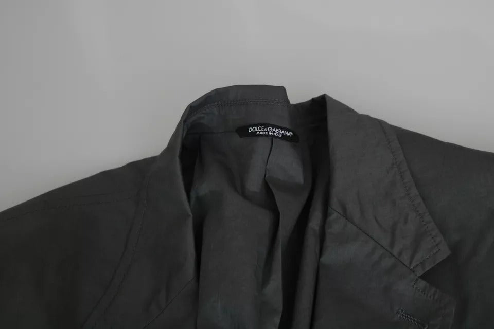 Gray Cotton Single Breasted Formal Blazer
