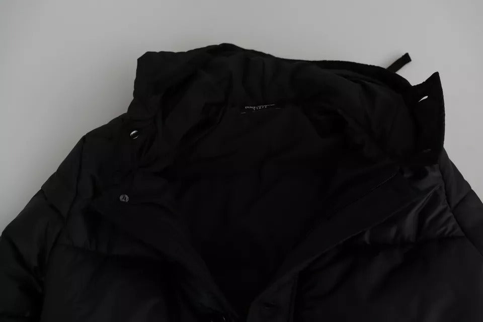 Black Hooded Polyester Men Coat Puffer Jacket