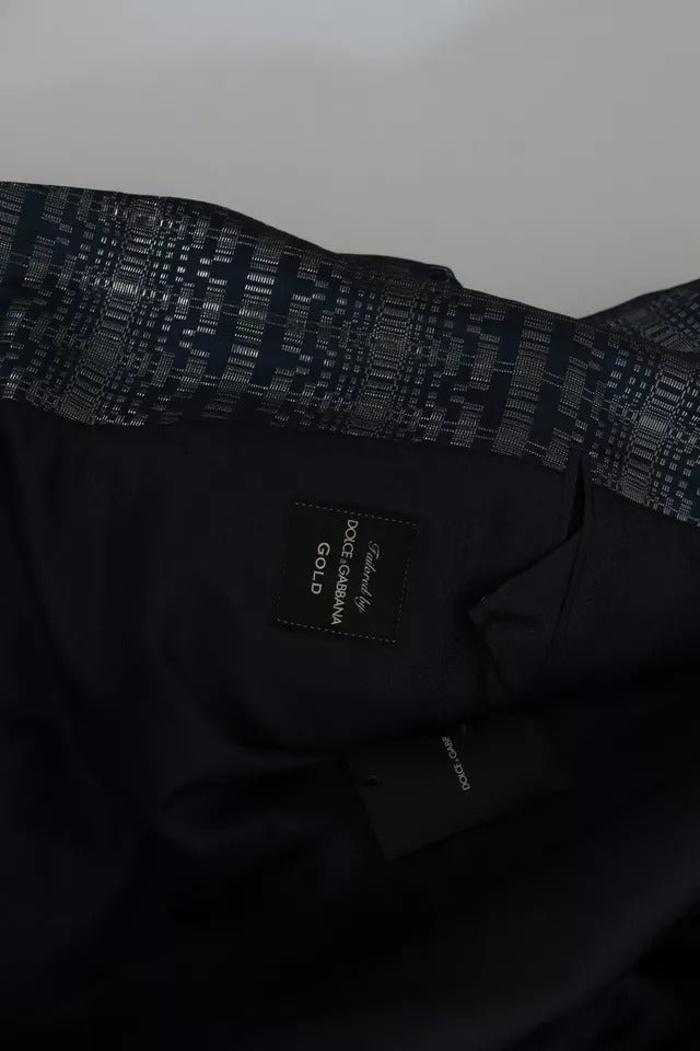 Blue Silver Shiny 2 Piece Slim GOLD Suit