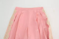 Pink Lace Trimmed Silk Satin Wide Legs Pants