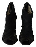 Black Tulle Ankle Boots Stiletto Heels Shoes
