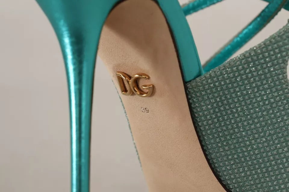 Blue Glittered Strappy Heels Sandals Shoes
