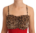 Brown Leopard Red Tulle Sheath Midi Dress