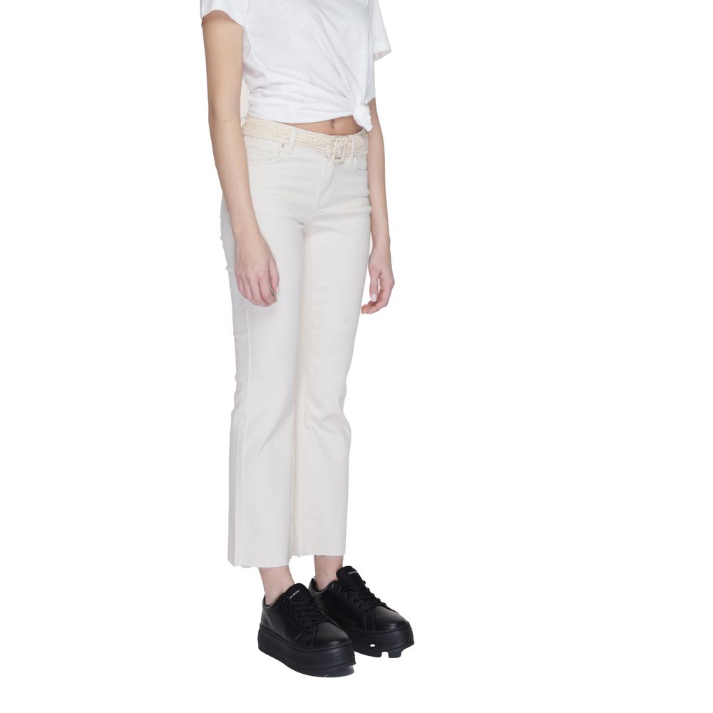 Beige Cotton Bootcut Jeans