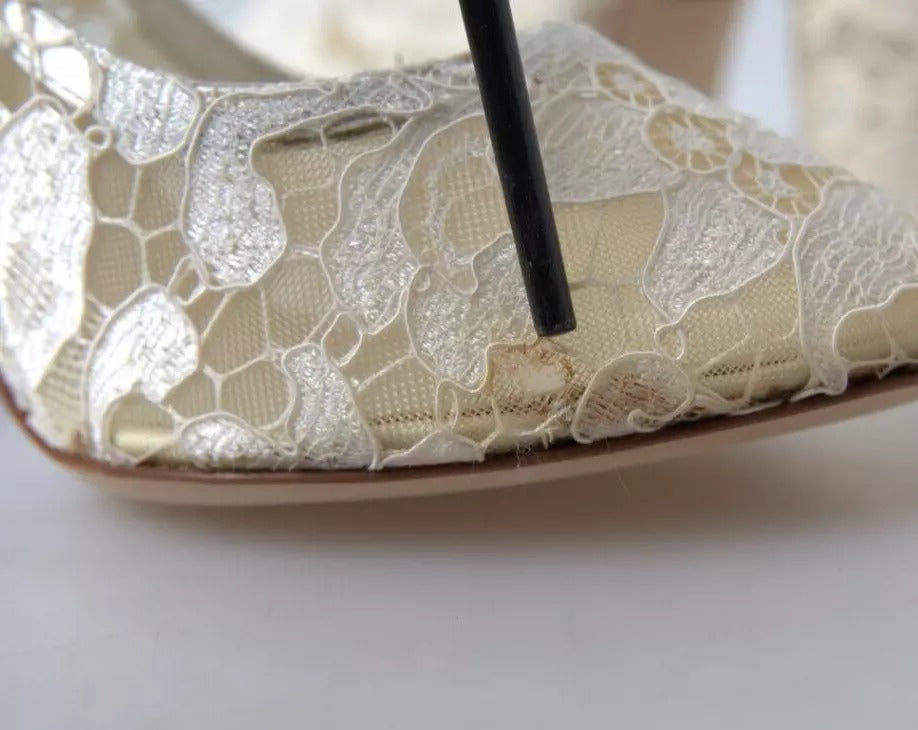 White Lace Crystals Heels Sandals Shoes