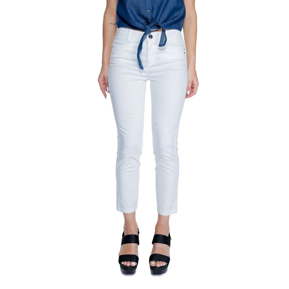 White Cotton Casual Pants