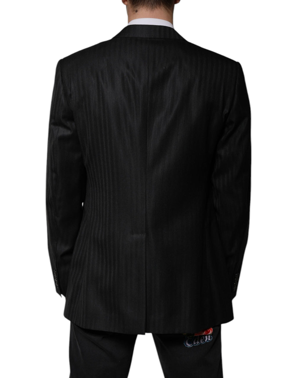 Dark Gray Stripe Wool Single Breasted Blazer