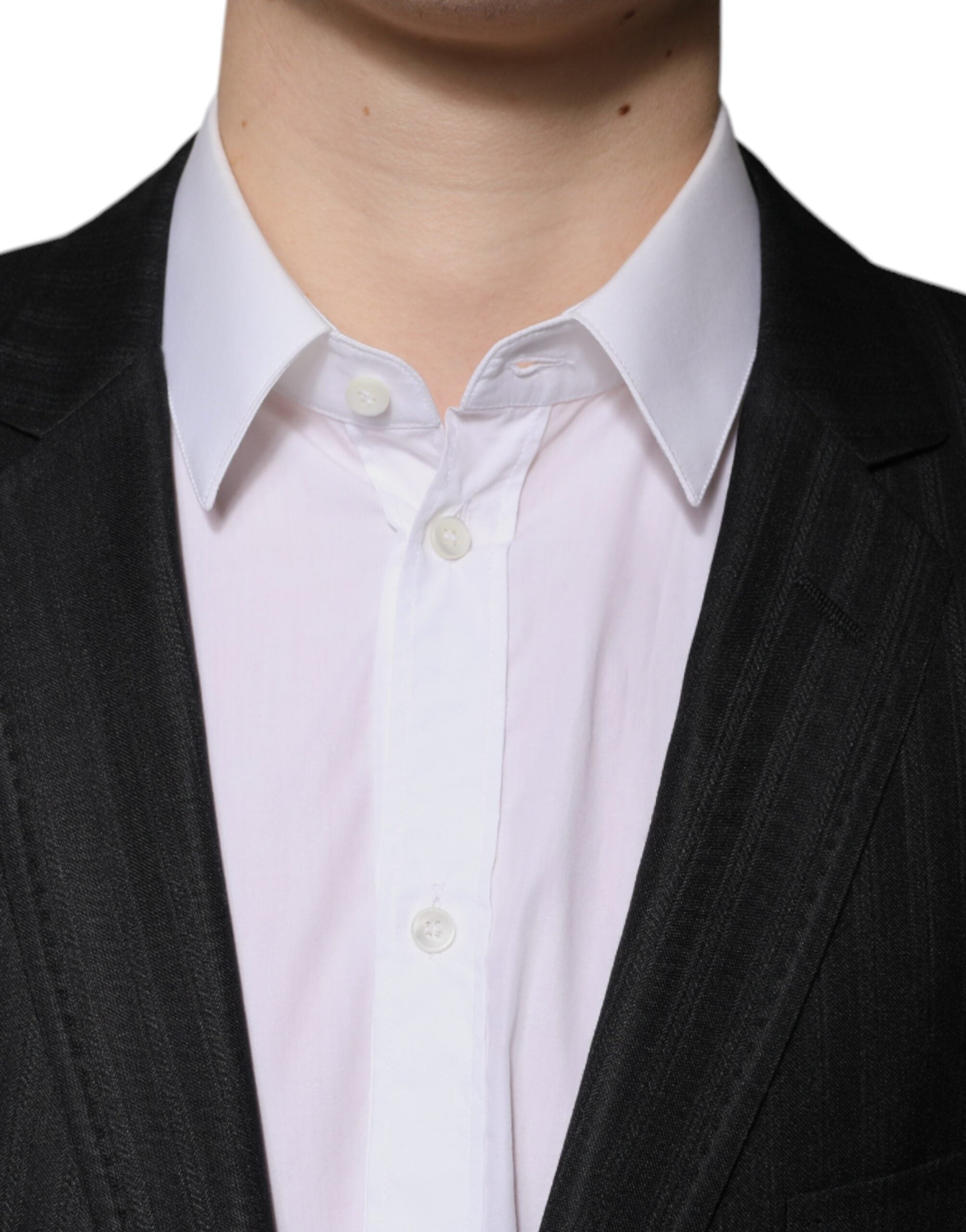 Dark Gray Stripe Wool Single Breasted Blazer