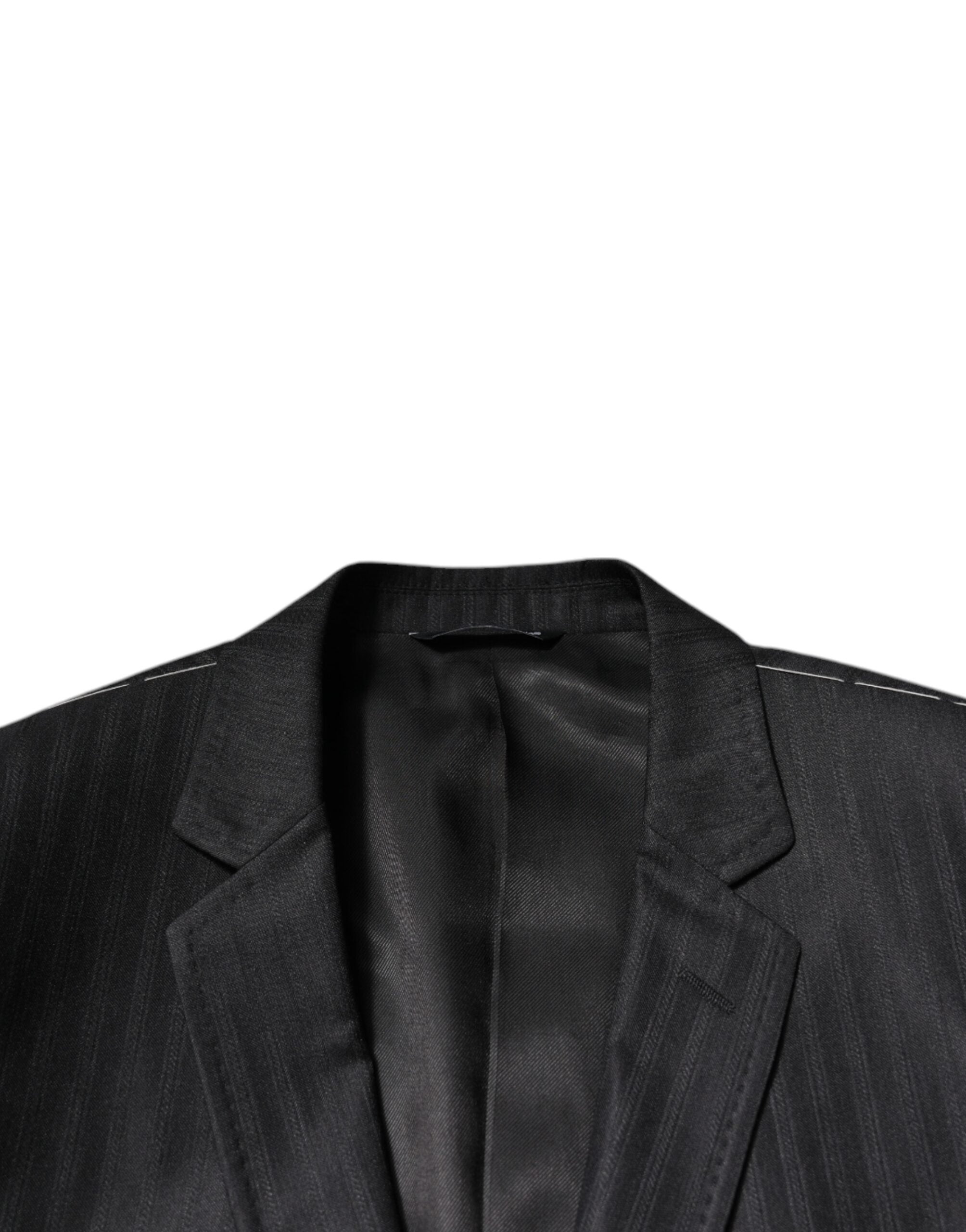 Dark Gray Stripe Wool Single Breasted Blazer
