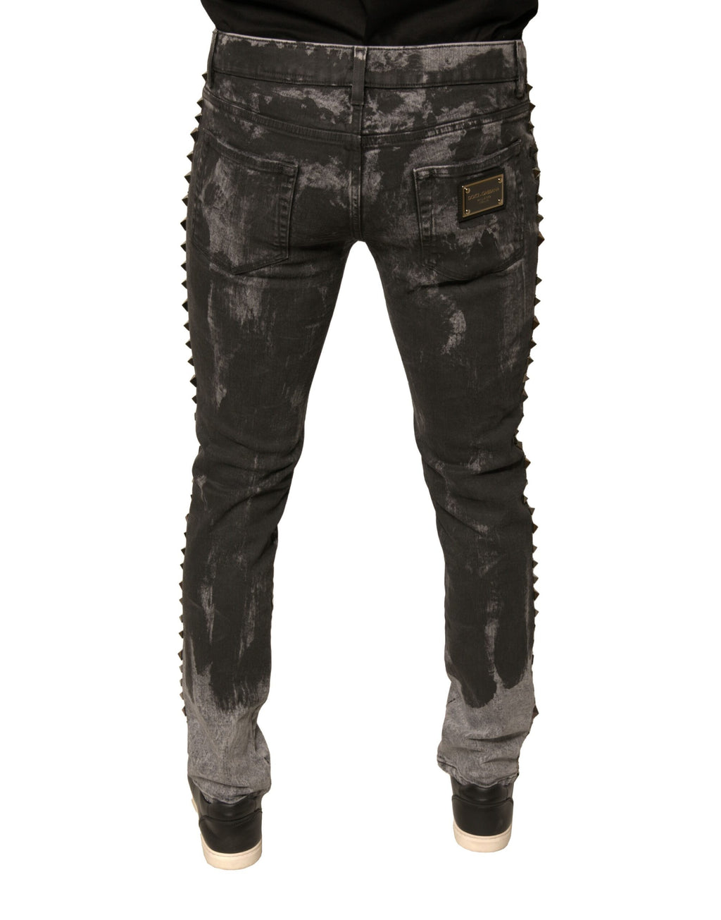Gray Embellished Cotton Skinny Denim Jeans