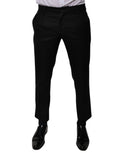 Black Wool Tapered Formal Dress Pants