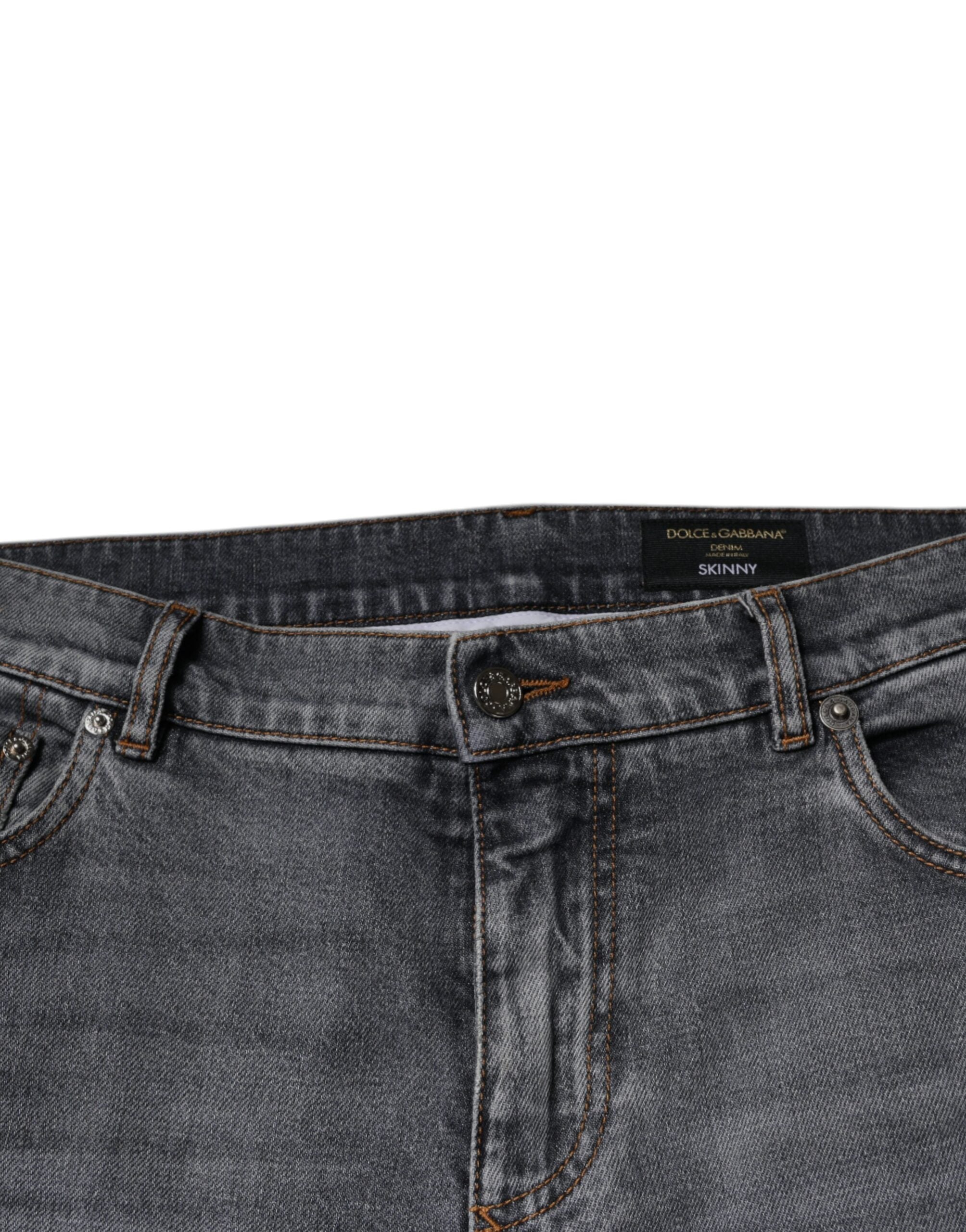 Gray Logo Cotton Stretch Skinny Denim Jeans