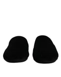 Black Viscose Velvet Slides Flat Slipper Shoes
