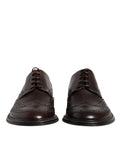 Dolce & Gabbana Brown Leather Derby Wingtip Lace Up Formal Dress Shoes