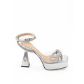 Gray Leather Platform Sandals