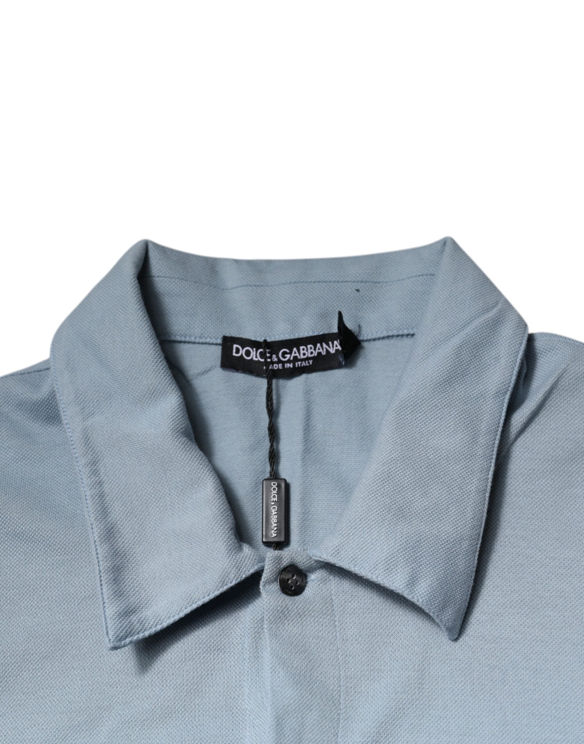 Blue Cotton Button Down Casual Men Polo Shirt