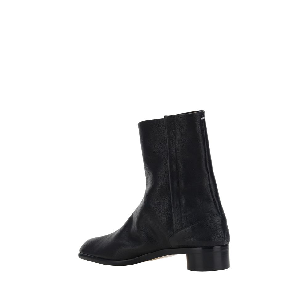 Black Camel Leather Bactrianus Ankle Boots
