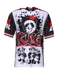 Multicolor King Panda Print Zipper Collar T-shirt