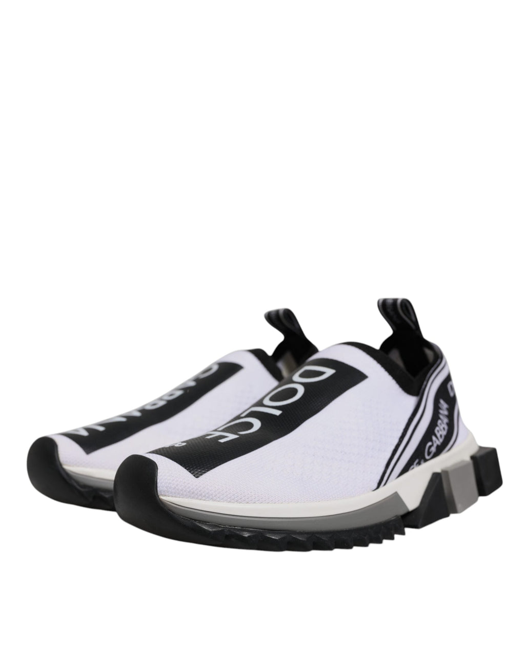 Dolce & Gabbana White Black Slip On Sorrento Sneakers Shoes