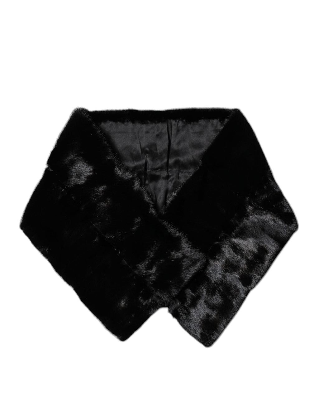Dolce & Gabbana Black Fur Shawl Neck Wrap Cover Collar Scarf