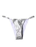 Silver Polyester Beachwear Bikini Bottom Swimwear