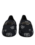 Black Logo Cotton Loafers Formal Dress Shoes