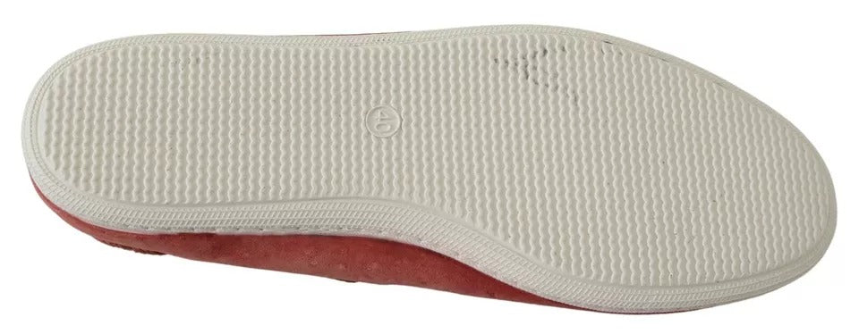 Scarlet Red Blue Stripe Flat Slip-On Shoes