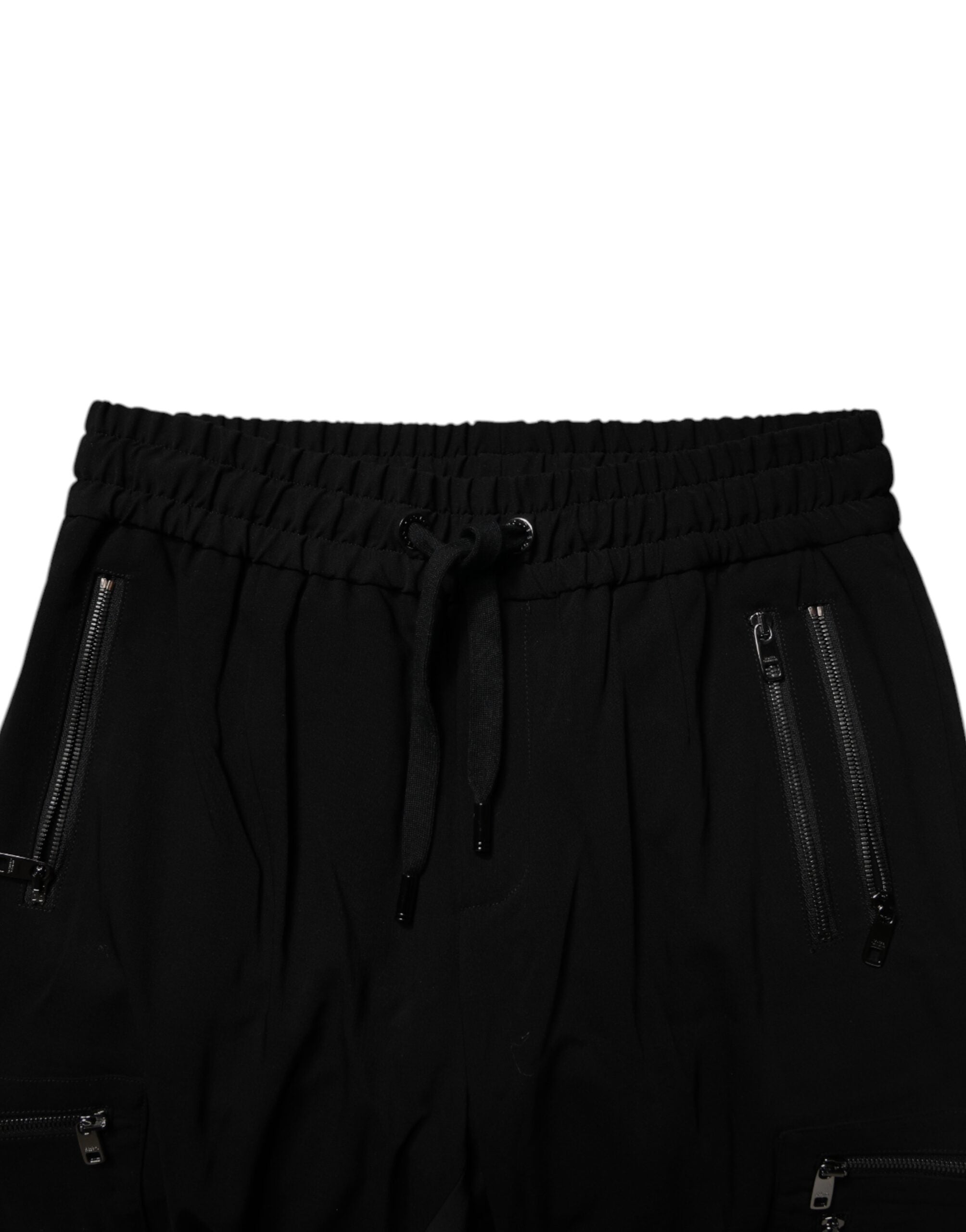Black Wool Stretch Jogger Pants