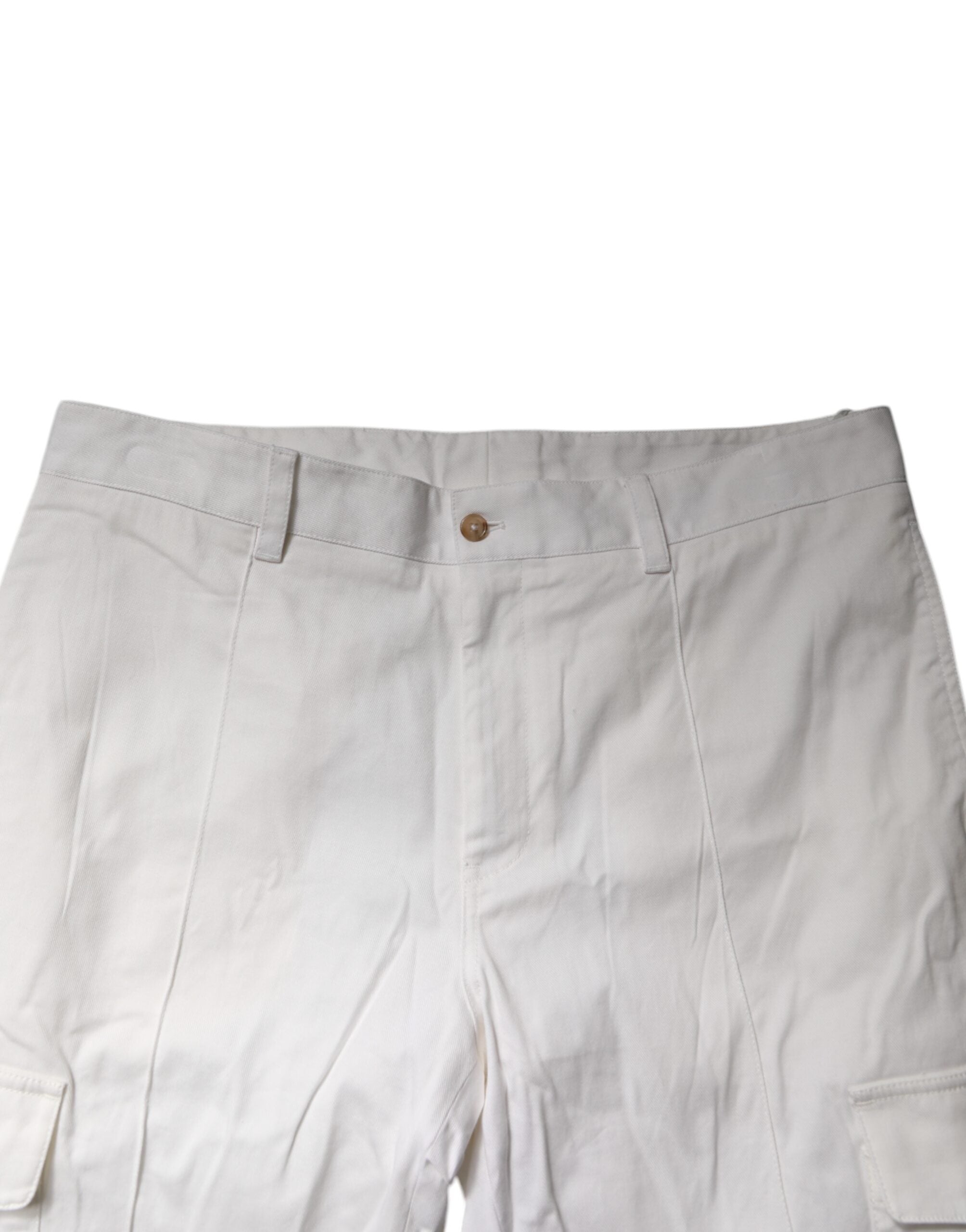 White Cotton Jogger Cargo Skinny Pants