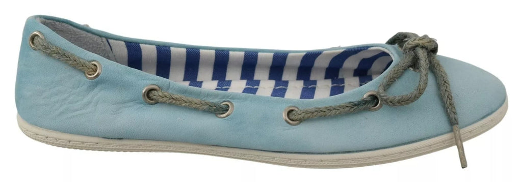 Pantofola D'Oro Sky Blue Suede Lace Bow Loafers Ballet Flat Shoes