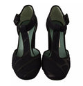 Black Suede Leather Block Heels Sandals Shoes