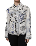 Light Blue Graffiti Button Down Denim Jacket