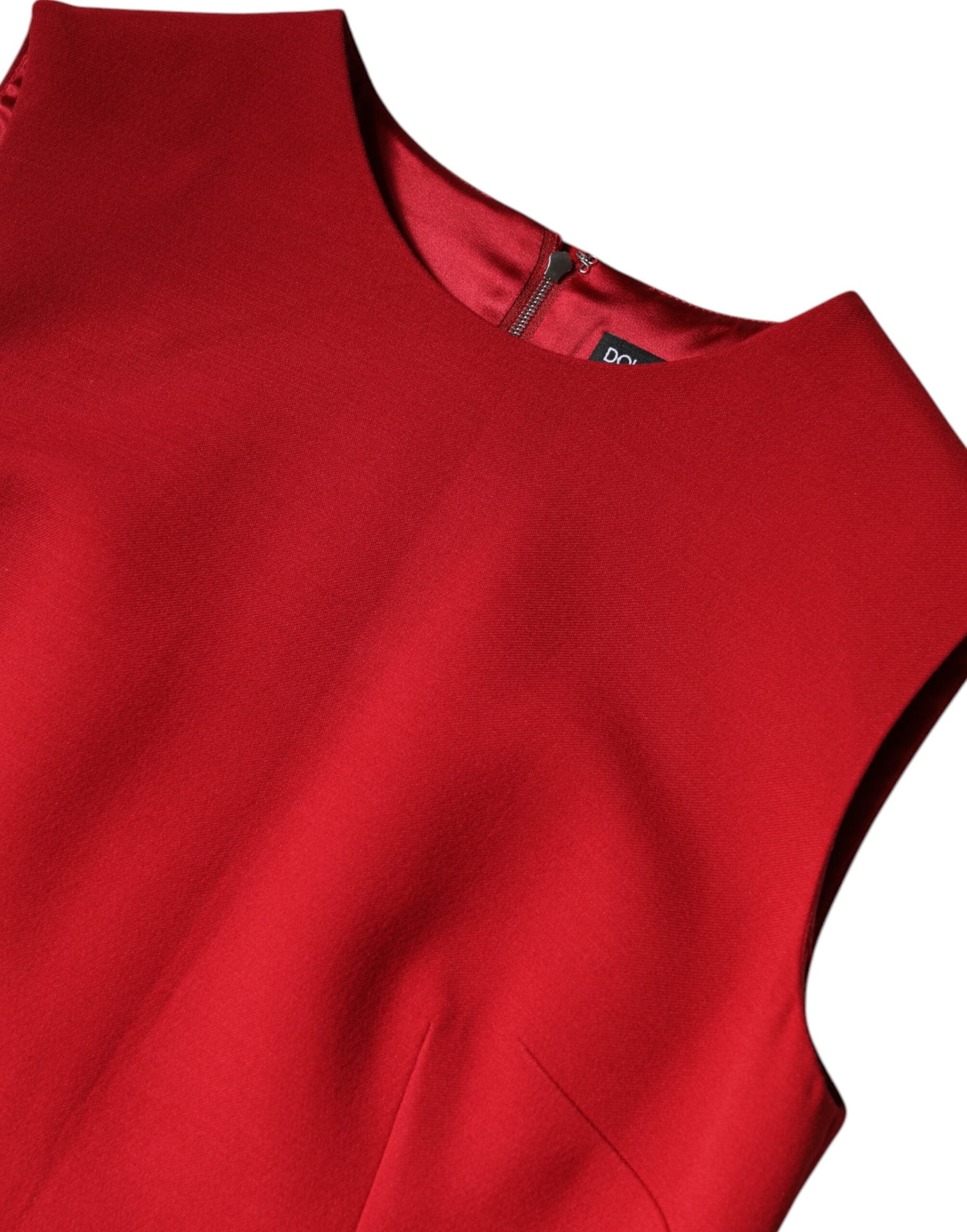 Dolce & Gabbana Red Wool Sleeveless Knee Length A-line Dress
