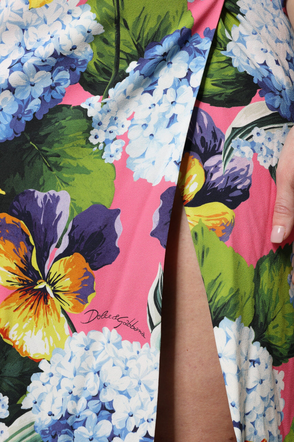 Dolce & Gabbana Multicolor Floral Side Slit Midi Dress