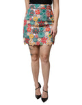 Multicolor Floral Lace High Waist Mini Skirt
