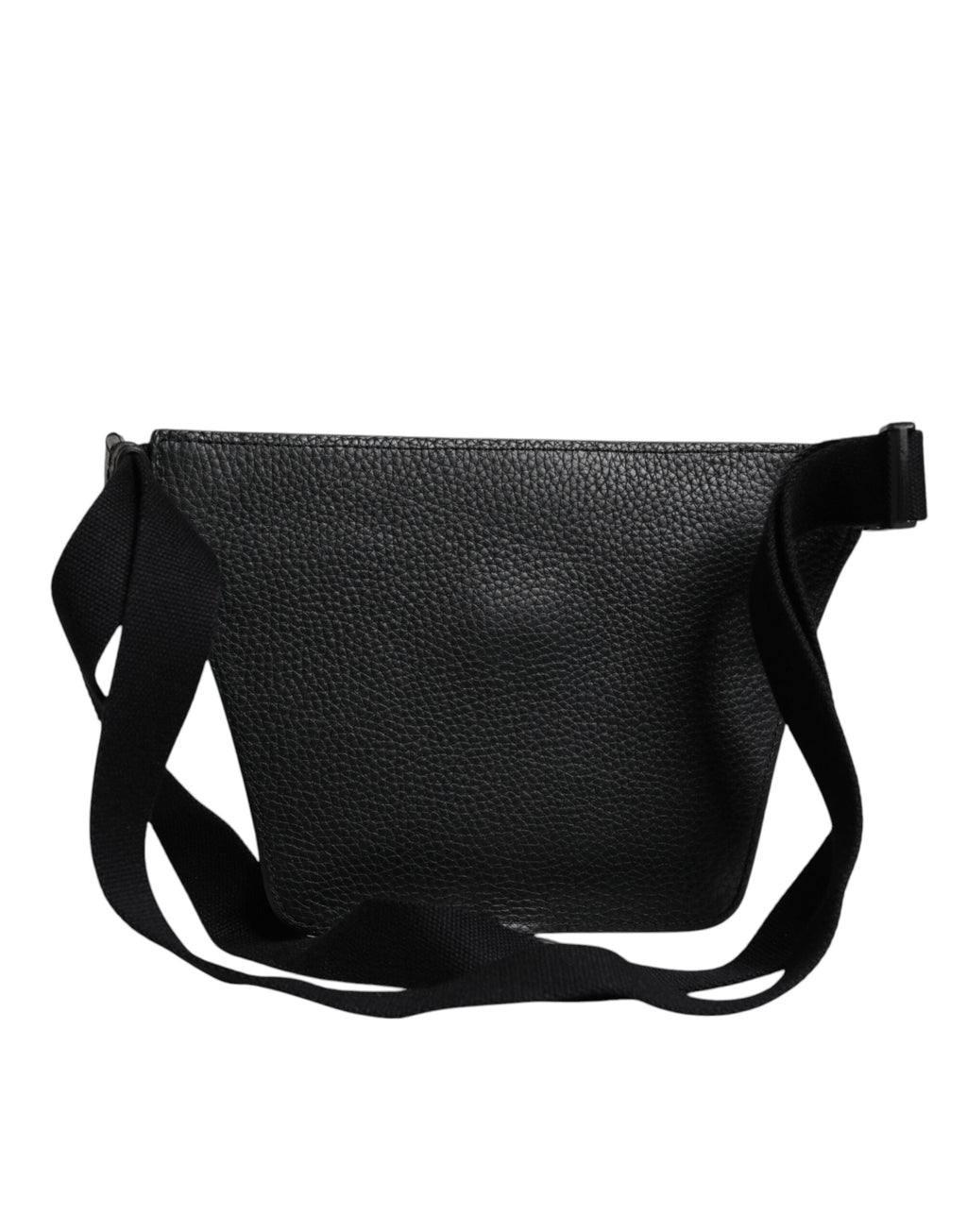 Dolce & Gabbana Black Calfskin Logo Plaque Belt Waist Men Fanny Pack Bag