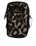 Dolce & Gabbana Multicolor Leopard Jacquard Logo Plaque Neck Strap Bag