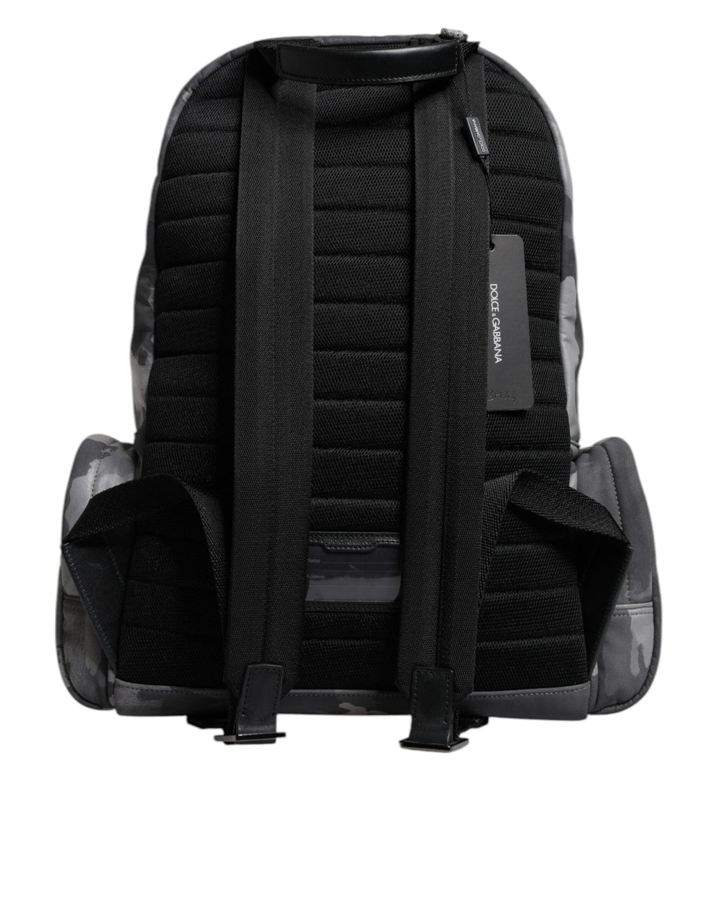 Dolce & Gabbana Gray Cotton Camouflage Logo Plaque Backpack Bag