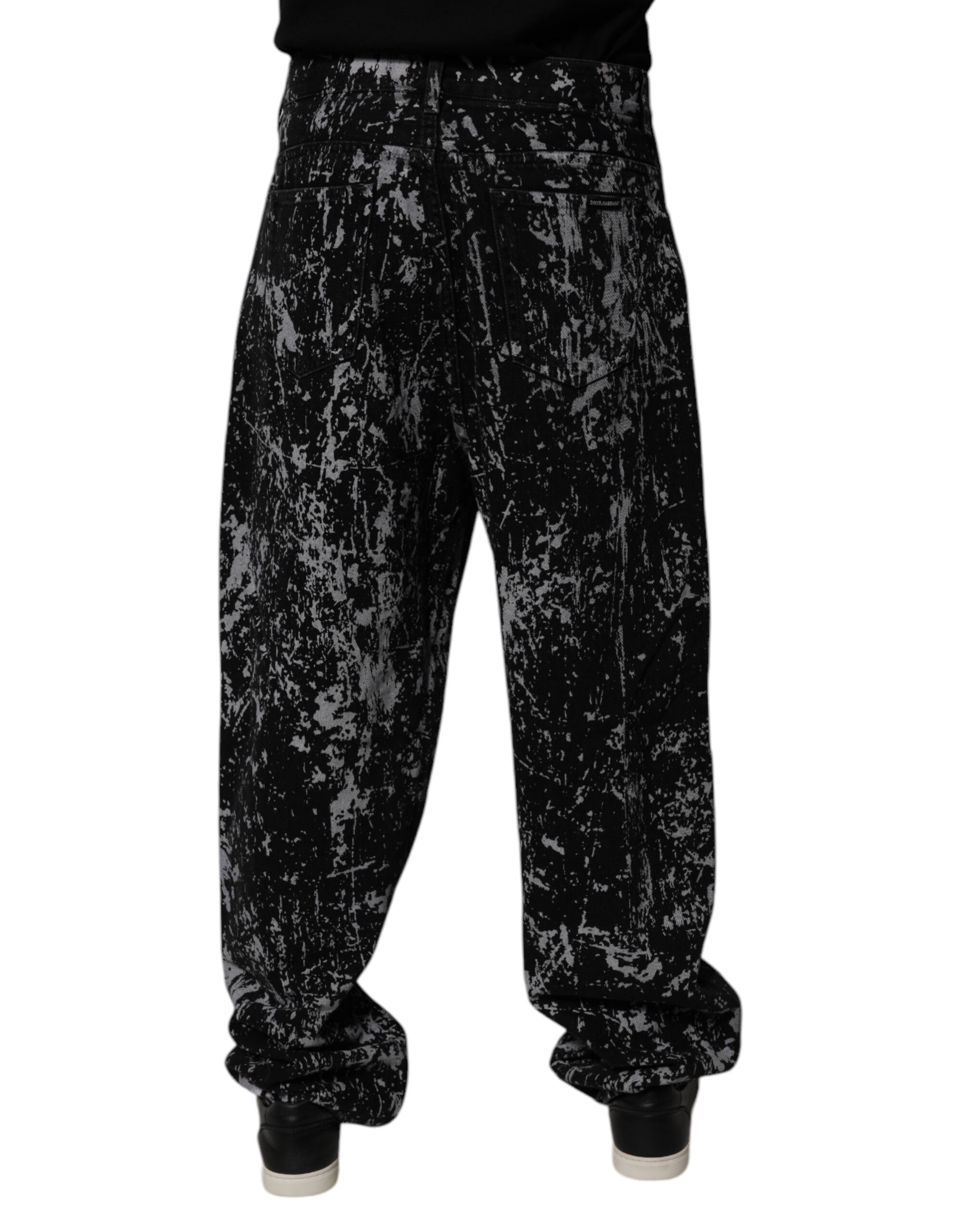 Dark Gray Tie Dye Cotton Straight Men Denim Jeans