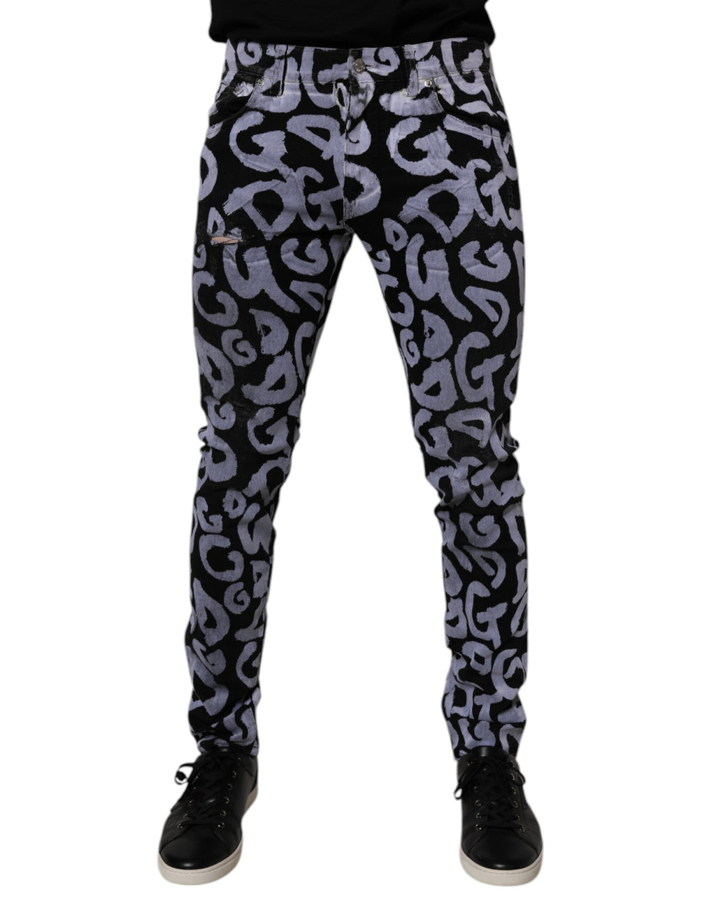 Dolce & Gabbana Black Logo Monogram Cotton Skinny Denim Jeans