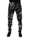 Dark Gray Tie Dye Cotton Skinny Zip Denim Jeans