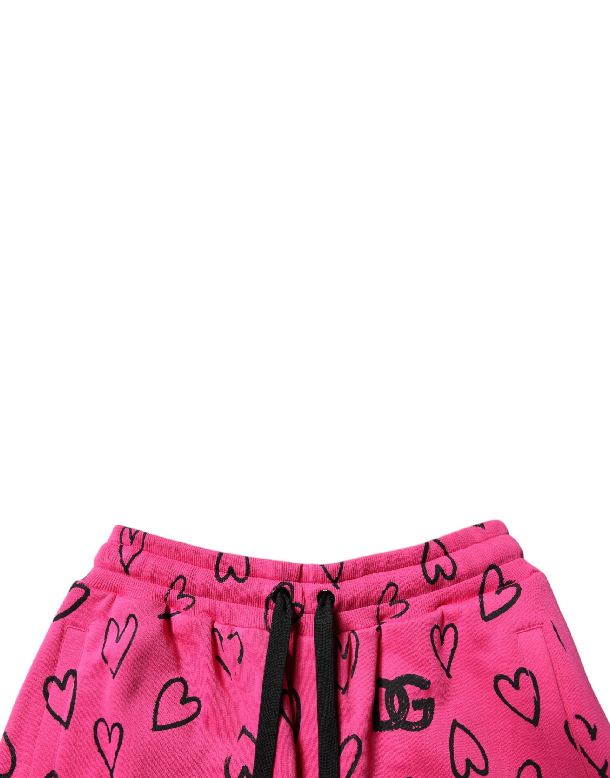 Pink Cotton Heart Print Bermuda Shorts