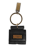 Dolce & Gabbana Black Leather Strap Gold Metal Logo Plaque Airpods Case