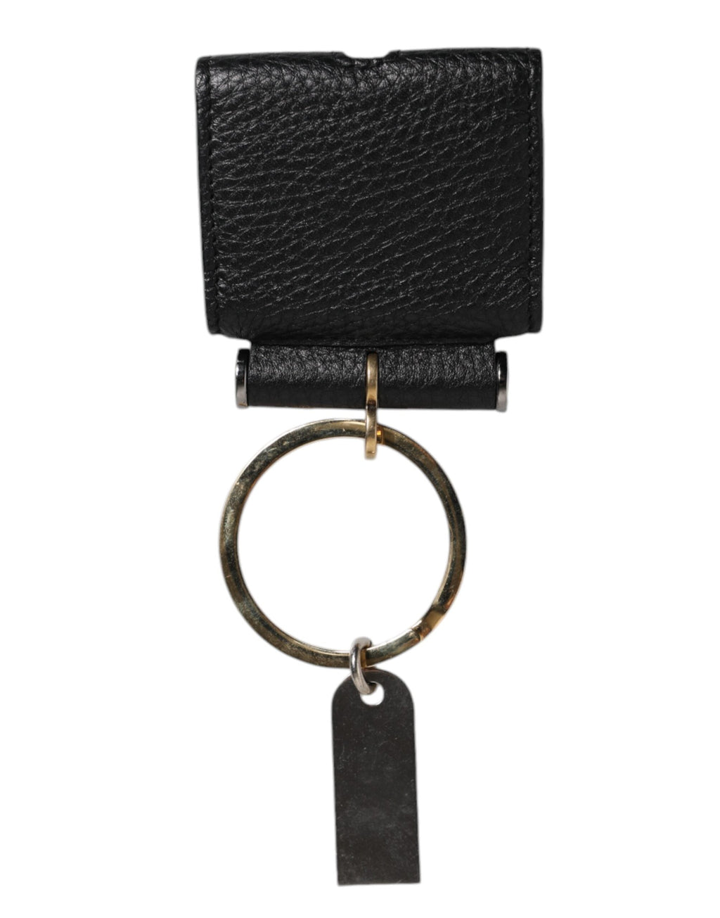 Dolce & Gabbana Black Leather Strap Gold Metal Logo Plaque Airpods Case