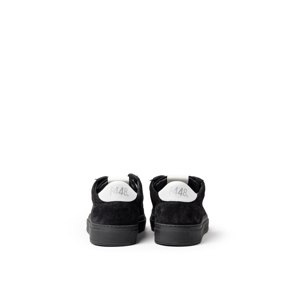 Black Suede Leather Athletic Sneakers