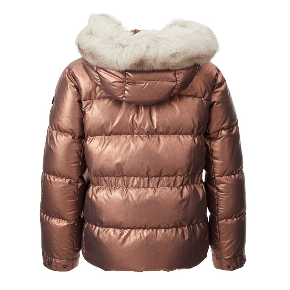 Pink Polyester Full-Length Jacket