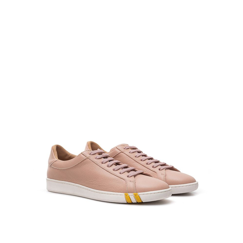 Pink Fabric And Leather Low Top Sneakers