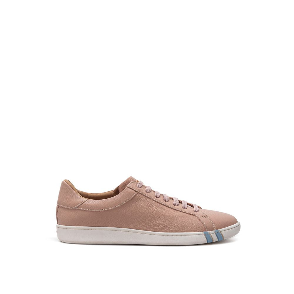 Pink Leather Low Top Sneakers